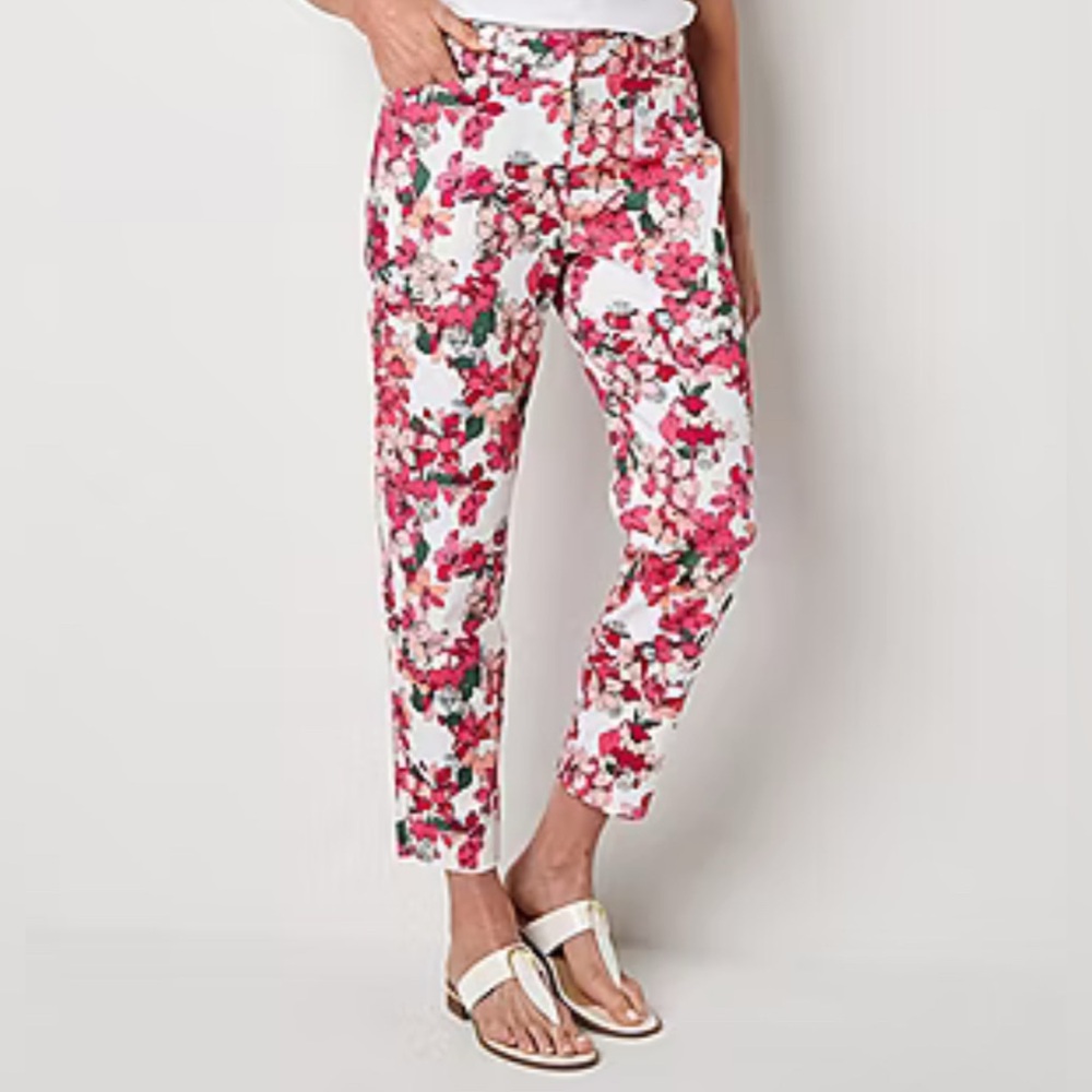 Liz Claiborne Emma Cotton Sateen Womens Ankle Mid Rise Ankle Pant